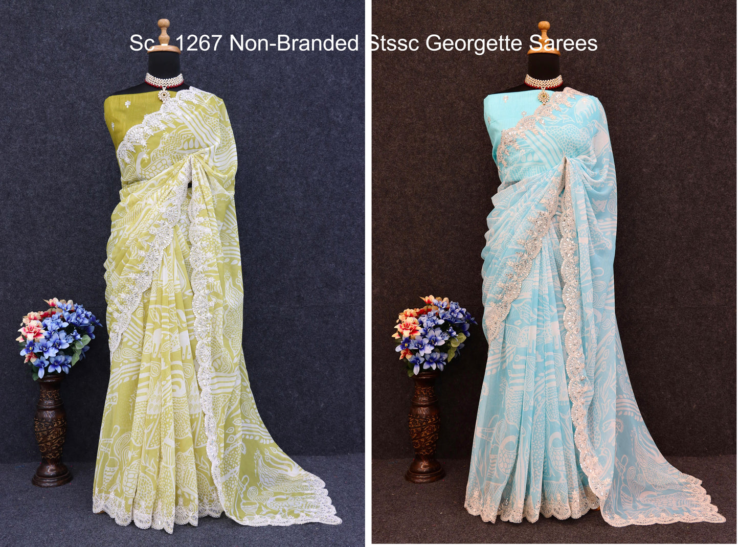 Sc - 1267 Non-Branded Stssc Georgette Sarees
