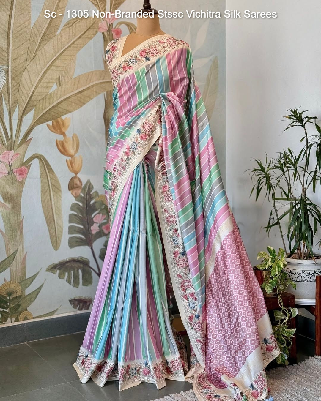 Sc - 1305 Non-Branded Stssc Vichitra Silk Sarees
