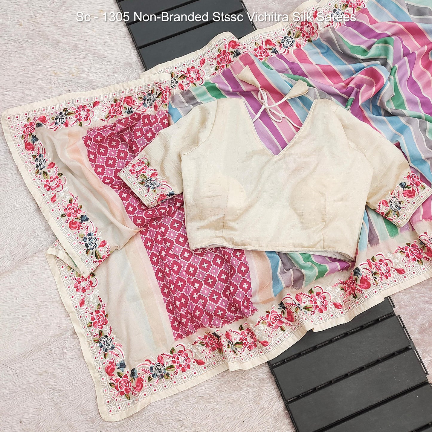 Sc - 1305 Non-Branded Stssc Vichitra Silk Sarees