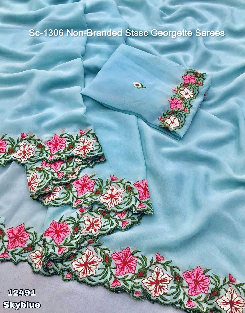 Sc-1306 Non-Branded Stssc Georgette Sarees