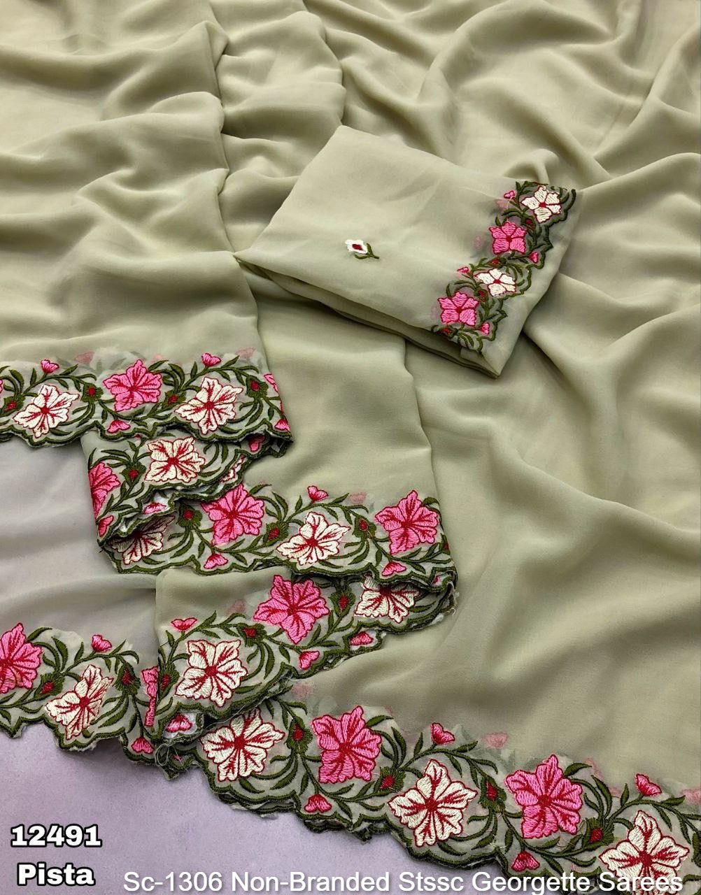 Sc-1306 Non-Branded Stssc Georgette Sarees