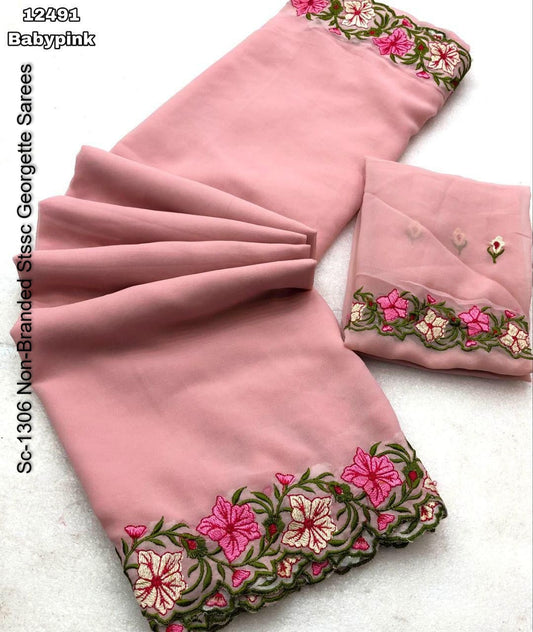 Sc-1306 Non-Branded Stssc Georgette Sarees