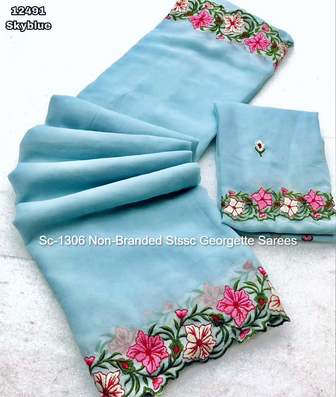 Sc-1306 Non-Branded Stssc Georgette Sarees