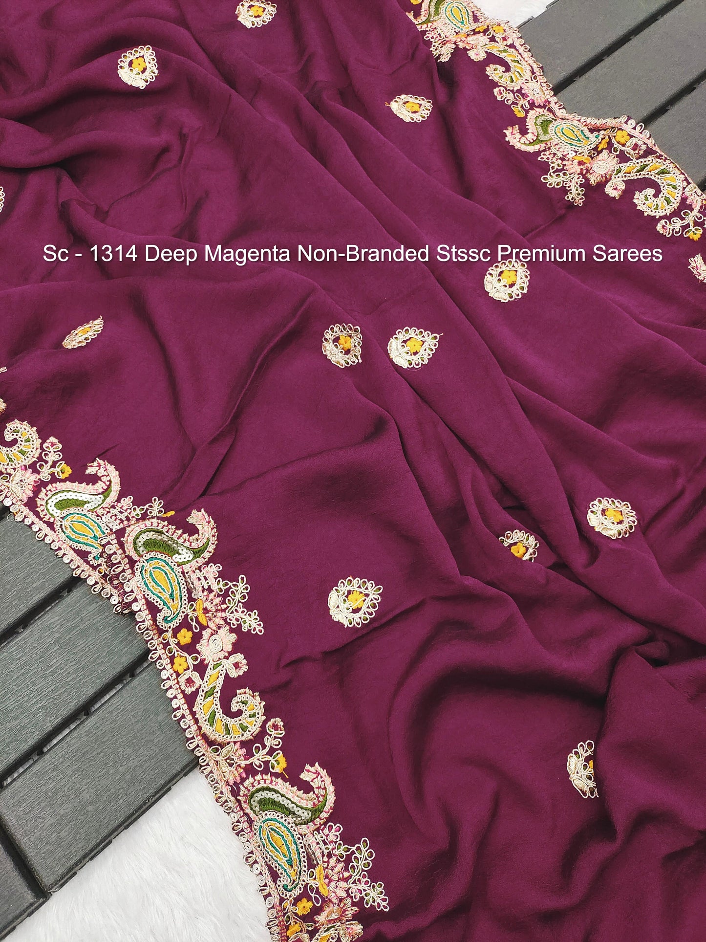 Sc - 1314 Deep Magenta Non-Branded Stssc Premium Sarees