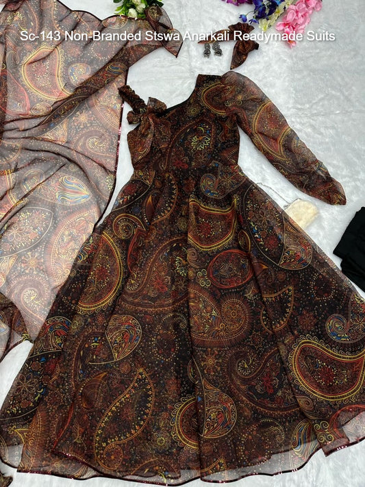 Sc-143 Non-Branded Stswa Anarkali Readymade Suits