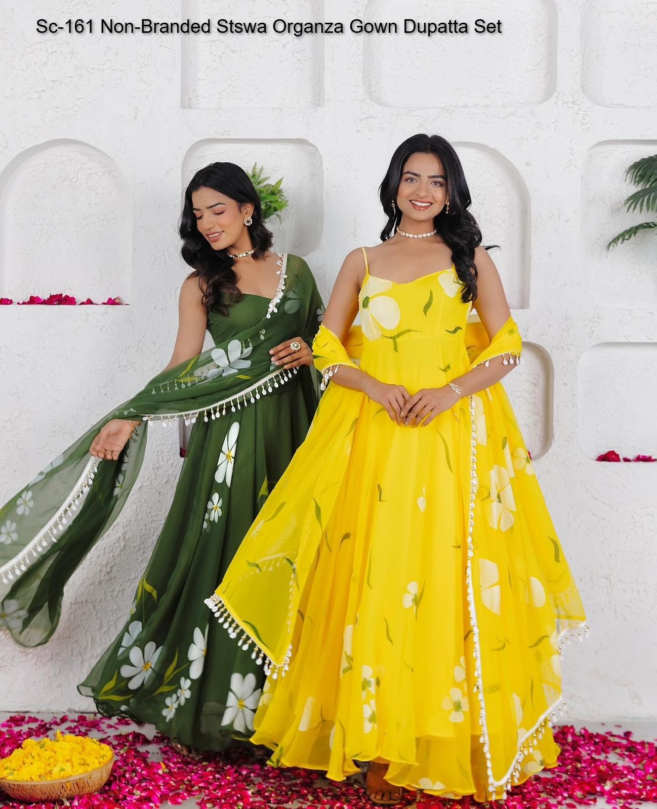 Sc-161 Non-Branded Stswa Organza Gown Dupatta Set