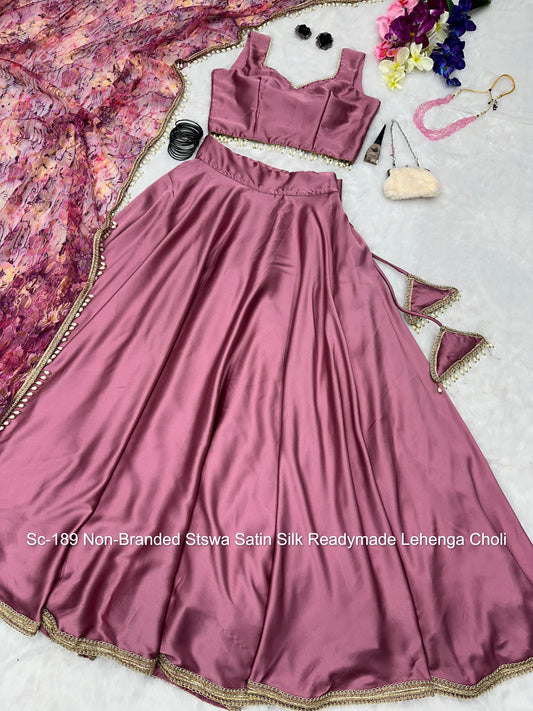 Sc-189 Non-Branded Stswa Satin Silk Readymade Lehenga Choli