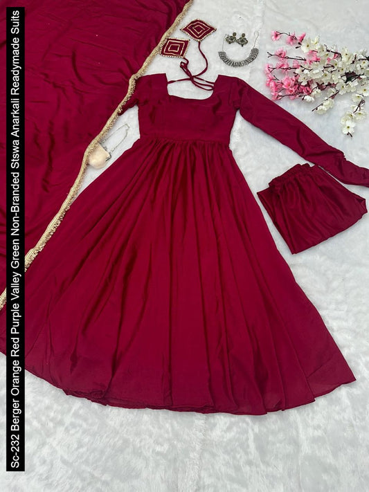 Sc-232 Berger Orange Red Purple Valley Green Non-Branded Stswa Anarkali Readymade Suits