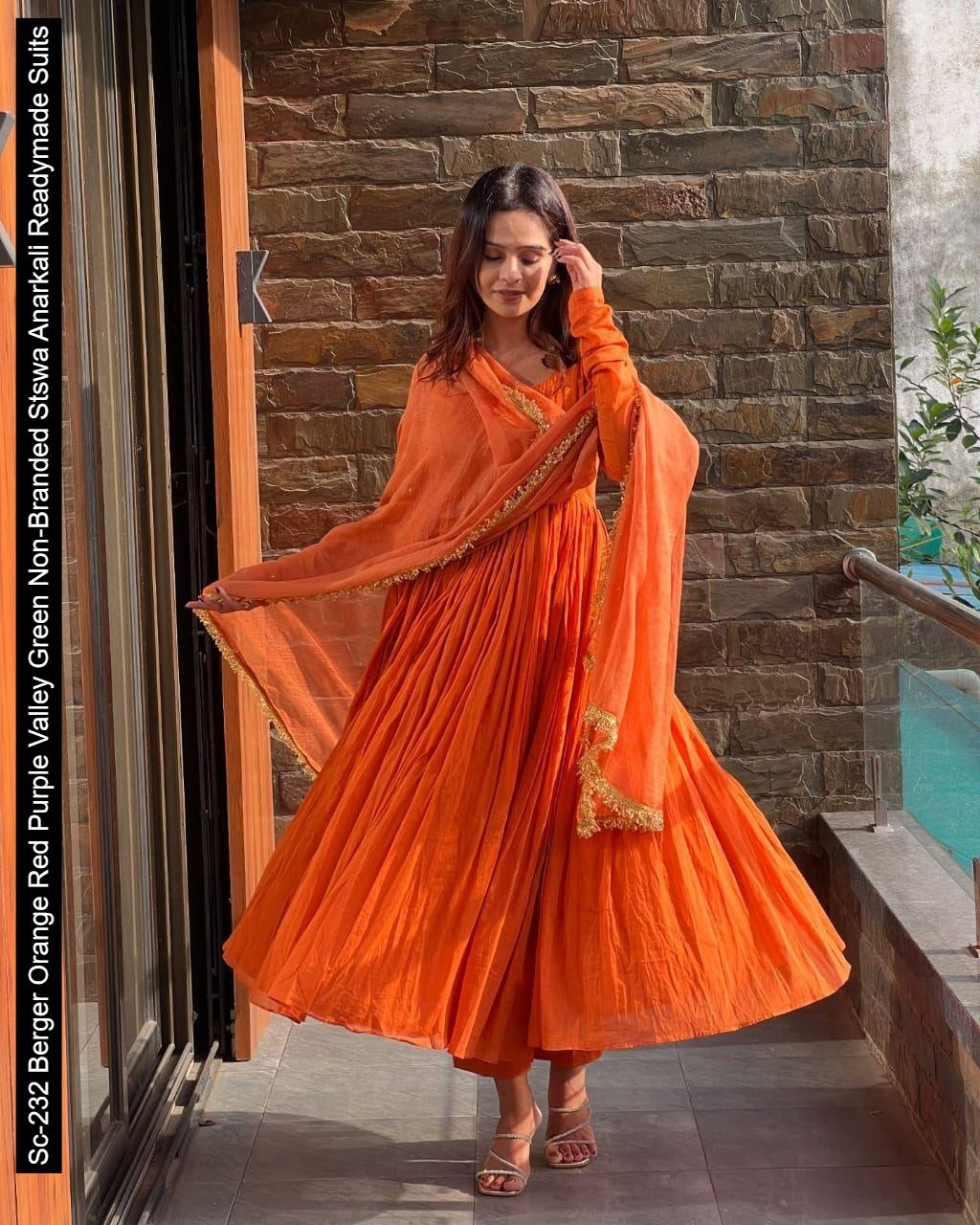 Sc-232 Berger Orange Red Purple Valley Green Non-Branded Stswa Anarkali Readymade Suits