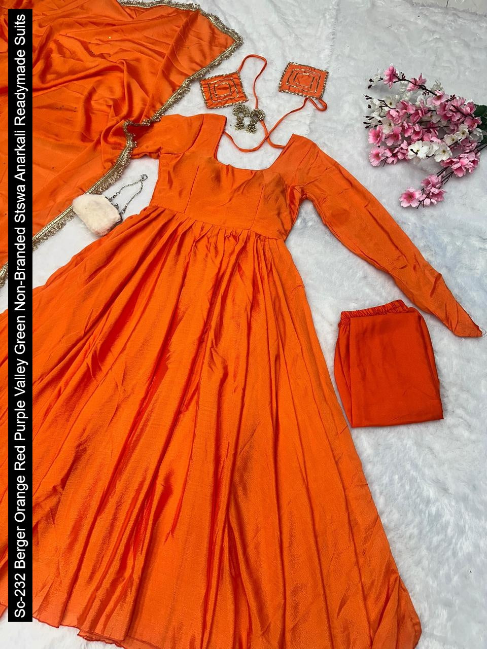 Sc-232 Berger Orange Red Purple Valley Green Non-Branded Stswa Anarkali Readymade Suits