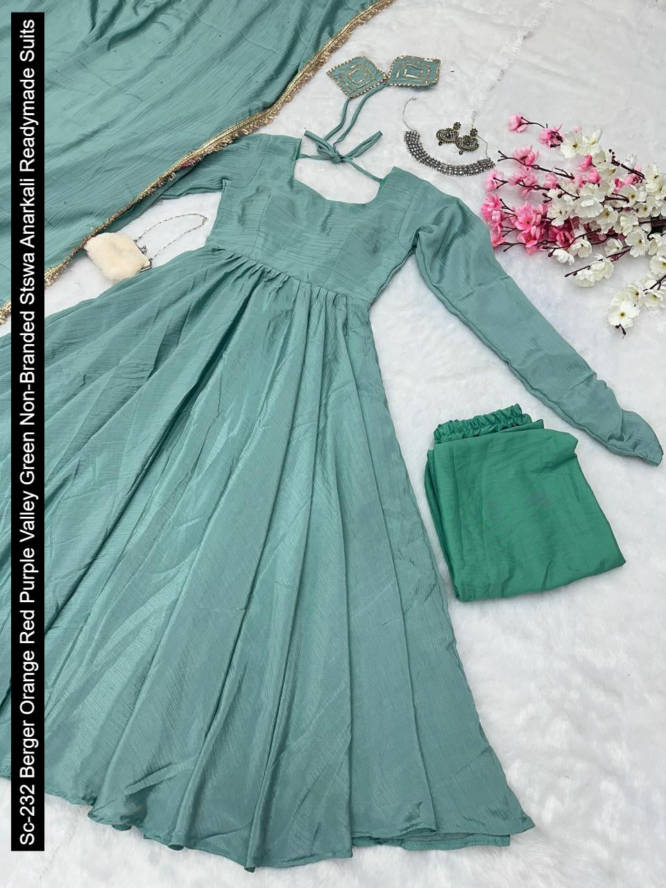Sc-232 Berger Orange Red Purple Valley Green Non-Branded Stswa Anarkali Readymade Suits