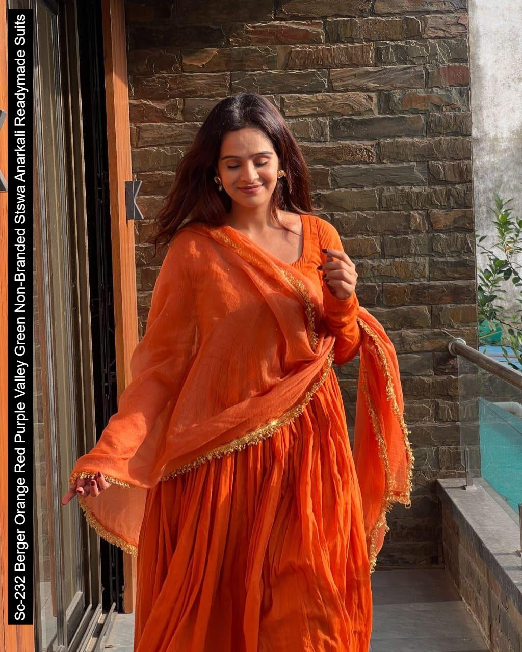 Sc-232 Berger Orange Red Purple Valley Green Non-Branded Stswa Anarkali Readymade Suits