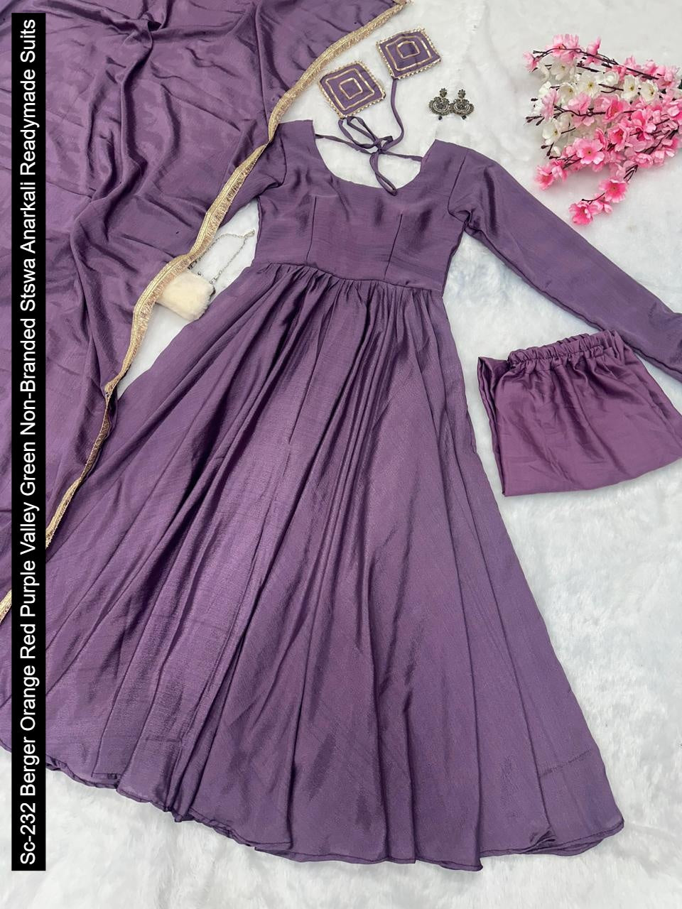 Sc-232 Berger Orange Red Purple Valley Green Non-Branded Stswa Anarkali Readymade Suits