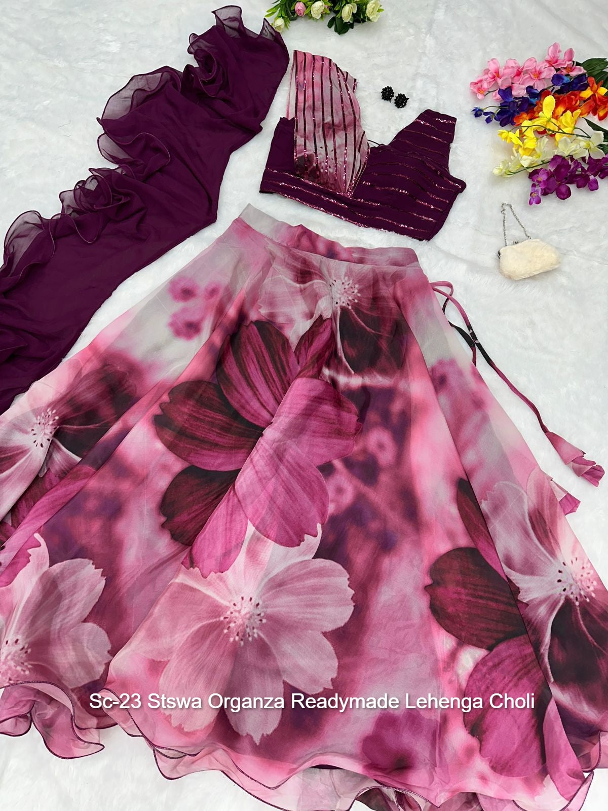Sc-23 Stswa Organza Readymade Lehenga Choli