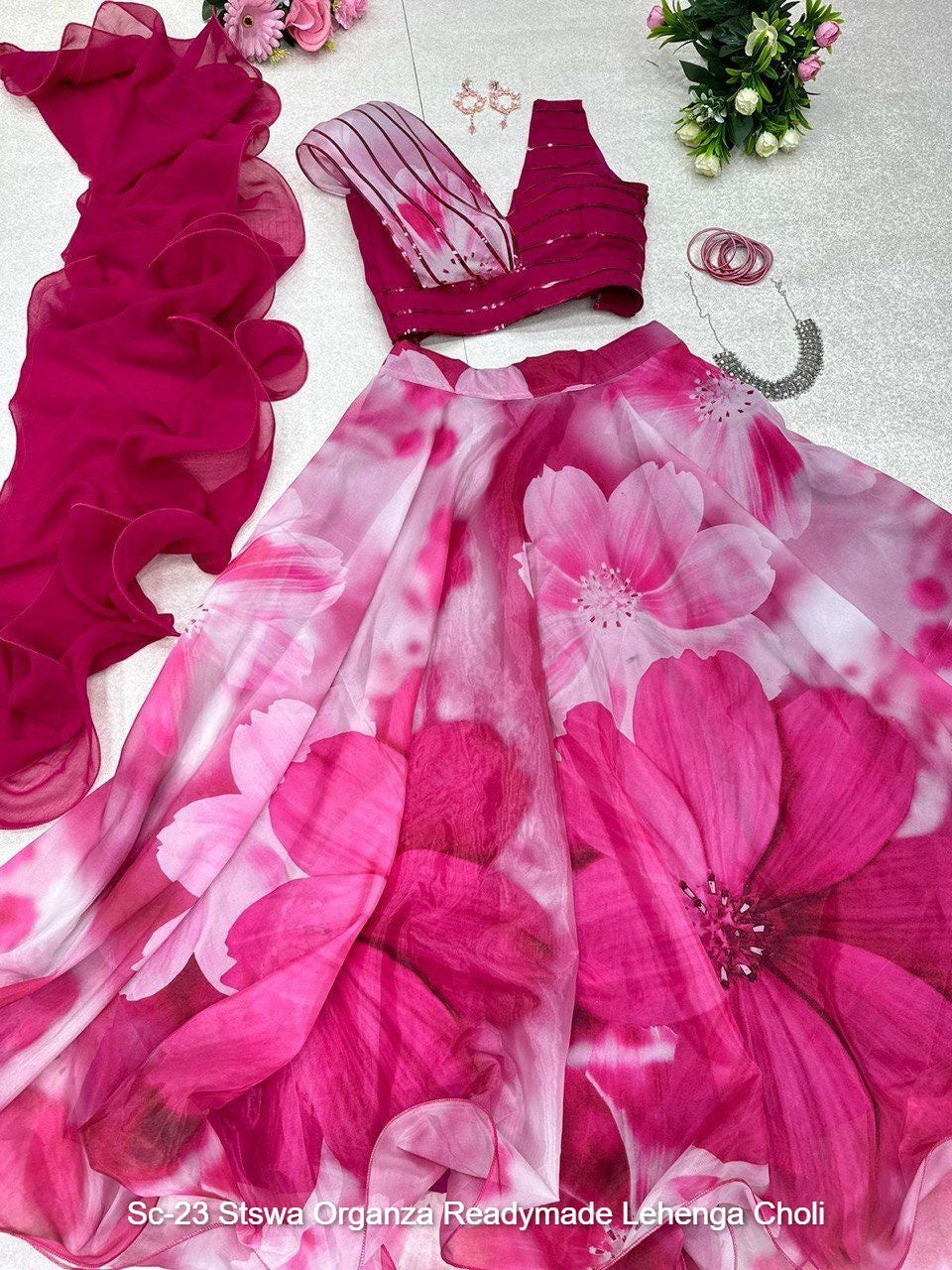 Sc-23 Stswa Organza Readymade Lehenga Choli