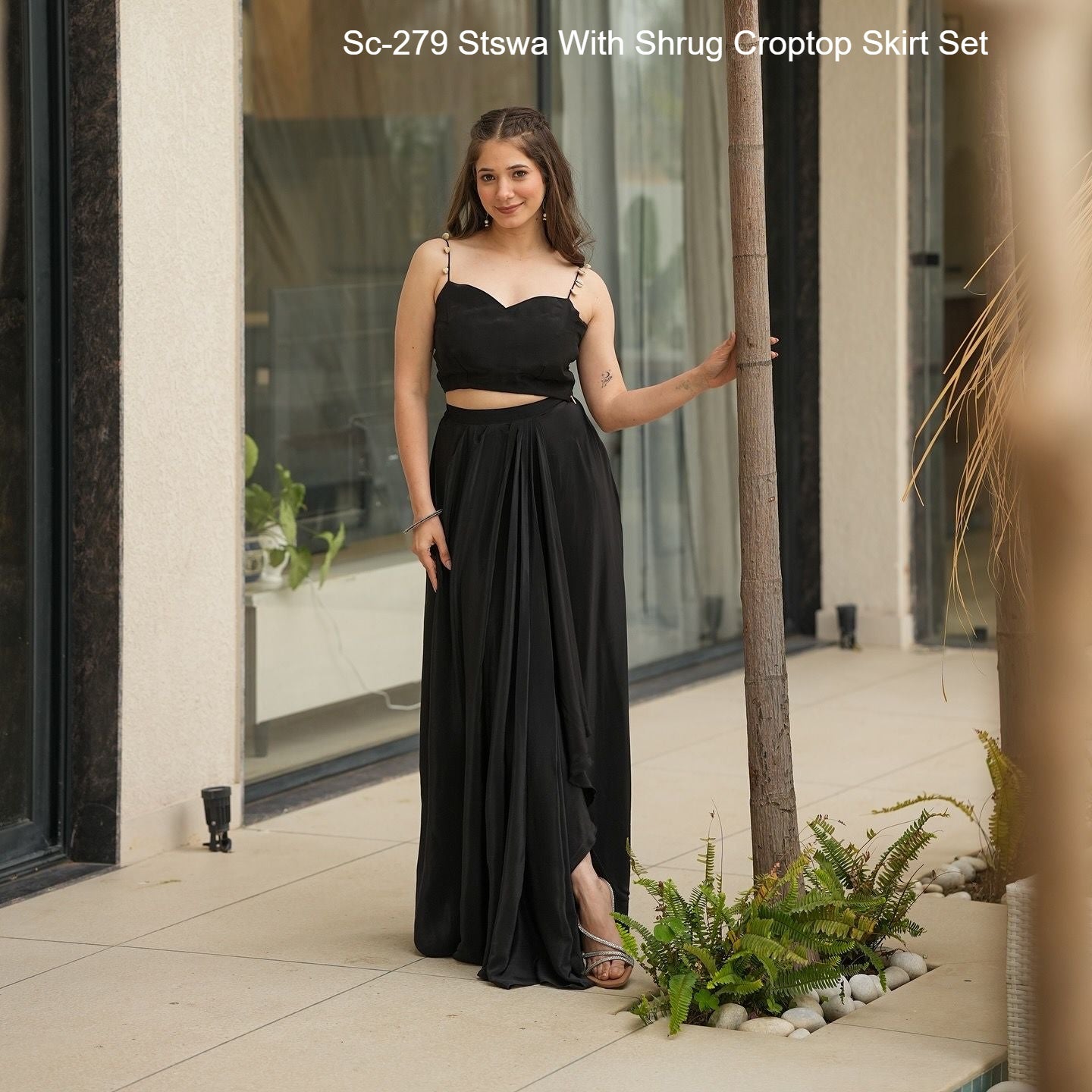 Sc-279 Stswa With Shrug Croptop Skirt Set