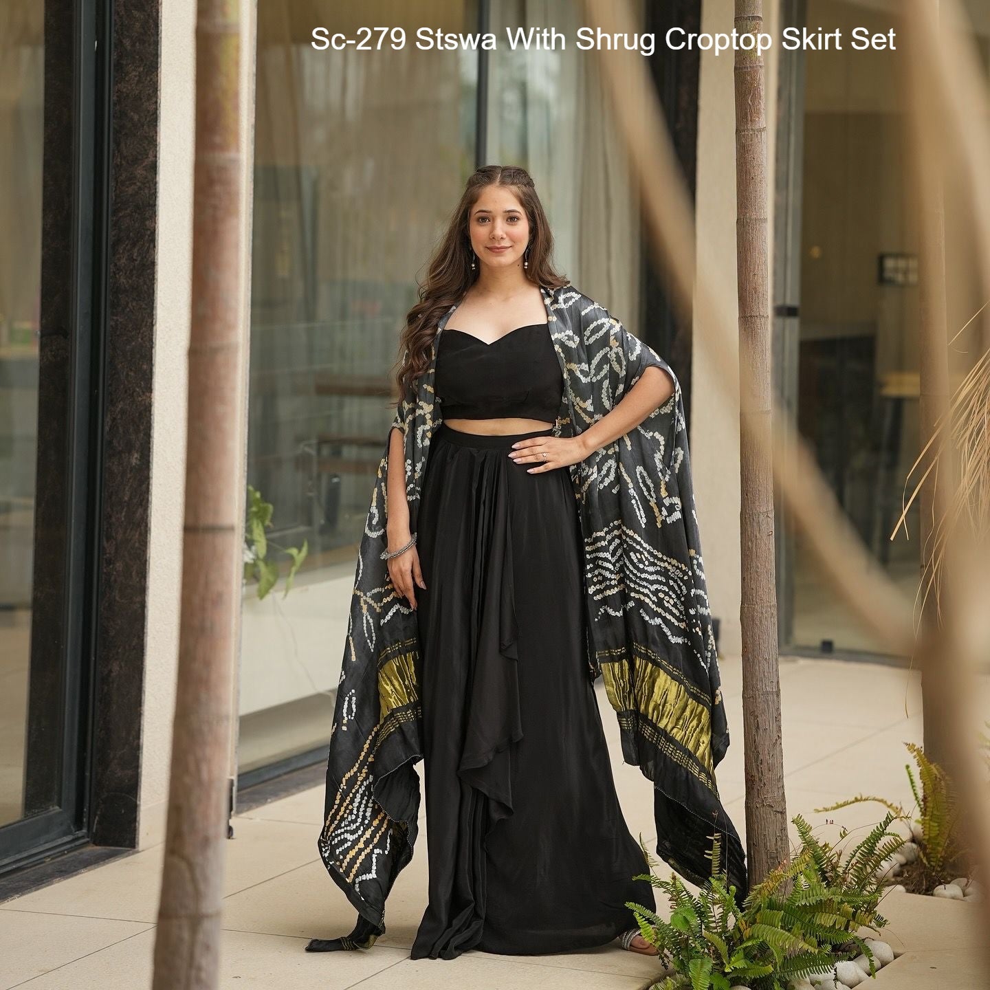 Sc-279 Stswa With Shrug Croptop Skirt Set