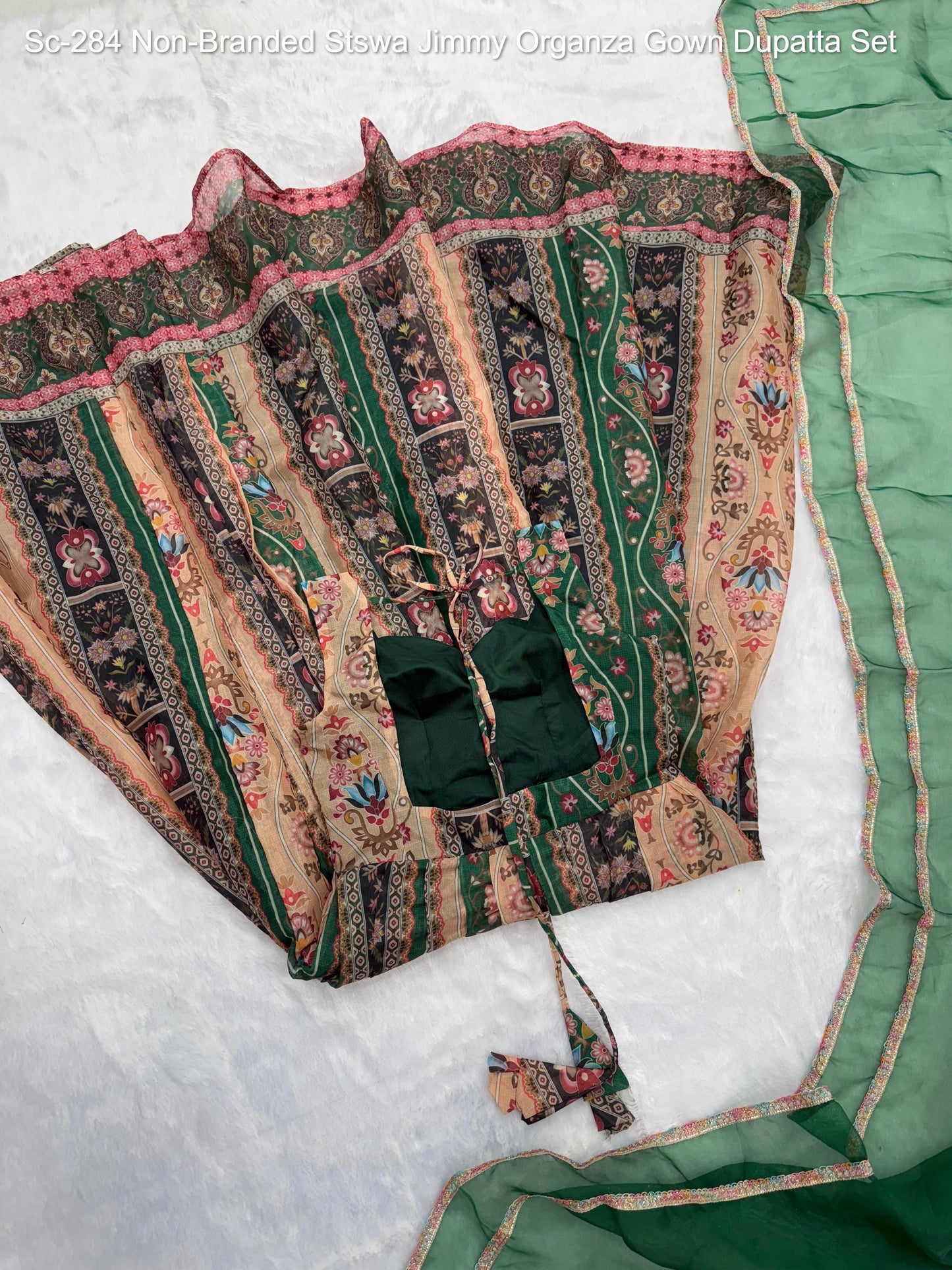 Sc-284 Non-Branded Stswa Jimmy Organza Gown Dupatta Set