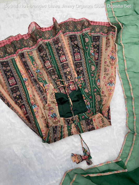 Sc-284 Non-Branded Stswa Jimmy Organza Gown Dupatta Set