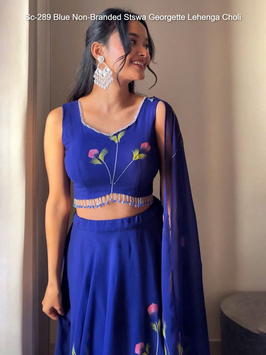 Sc-289 Blue Non-Branded Stswa Georgette Lehenga Choli