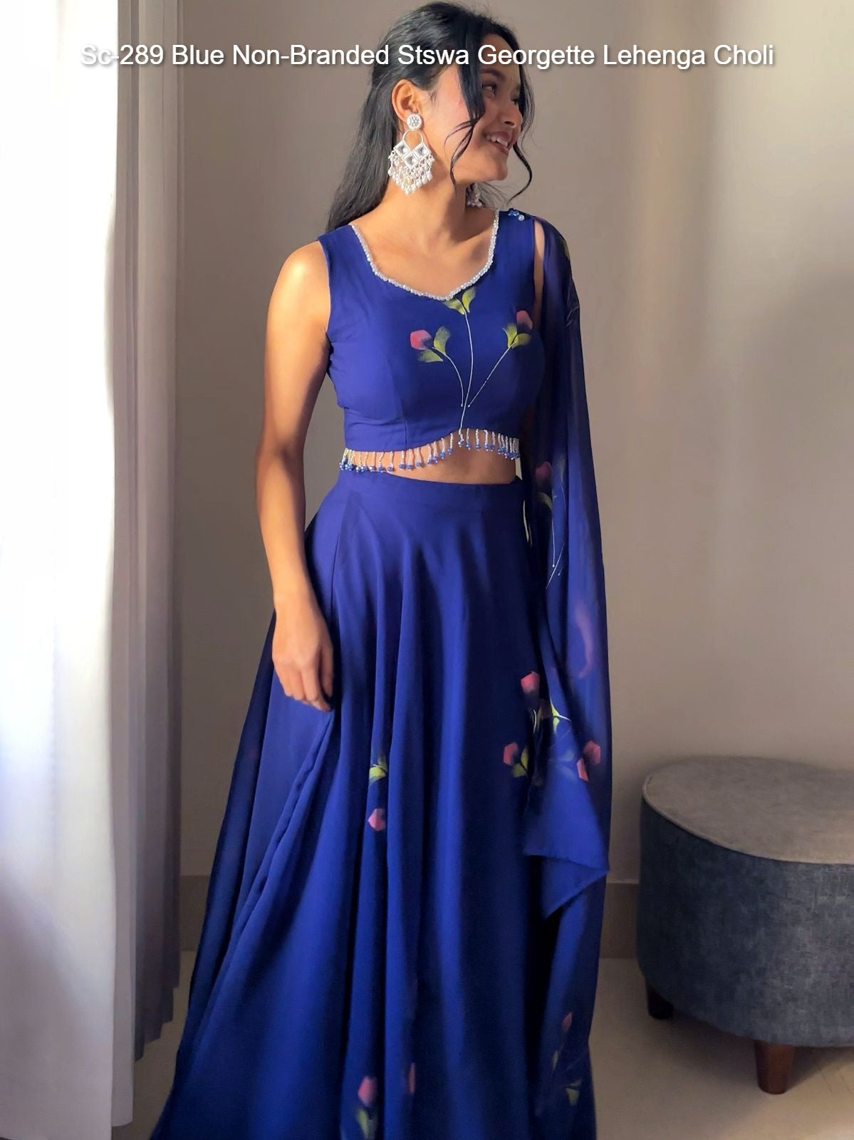 Sc-289 Blue Non-Branded Stswa Georgette Lehenga Choli
