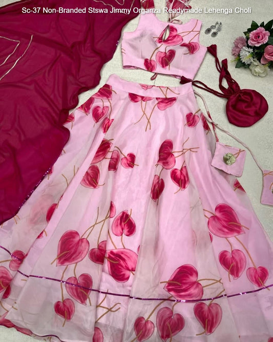 Sc-37 Non-Branded Stswa Jimmy Organza Readymade Lehenga Choli