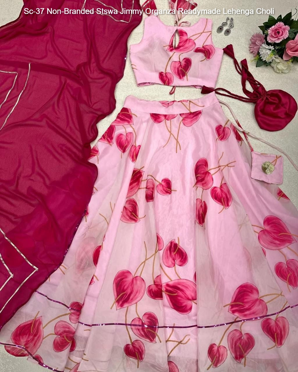 Sc-37 Non-Branded Stswa Jimmy Organza Readymade Lehenga Choli