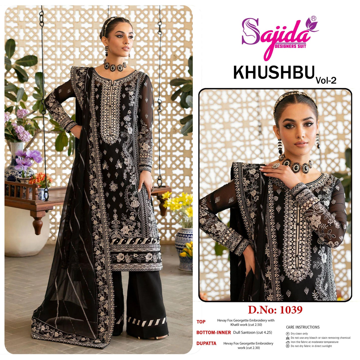 Sd-1039 Khushbu Vol-2 Sajida Georgette Pakistani Salwar Suits