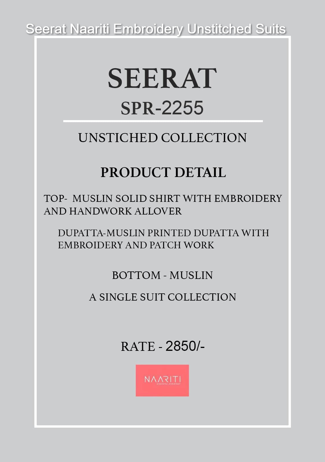 Seerat Naariti Embroidery Unstitched Suits