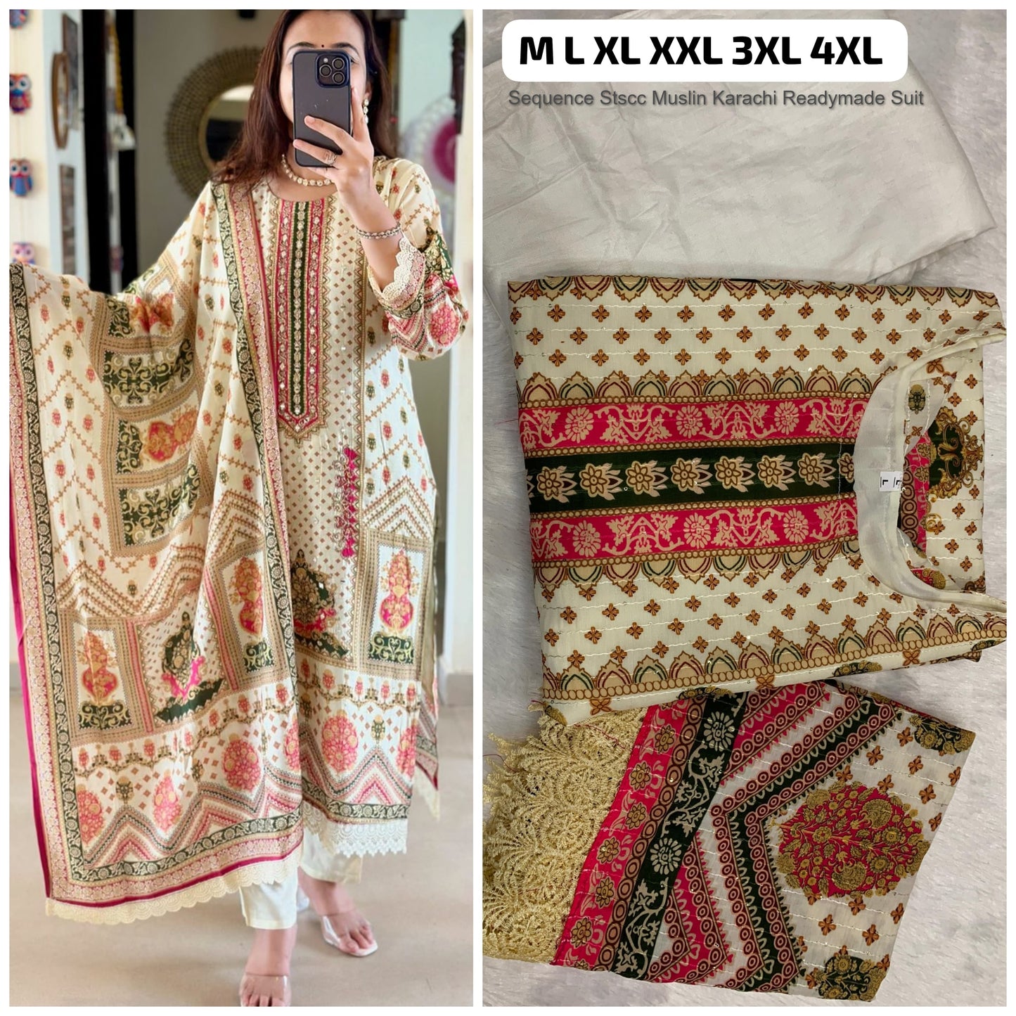 Sequence Stscc Muslin Karachi Readymade Suit