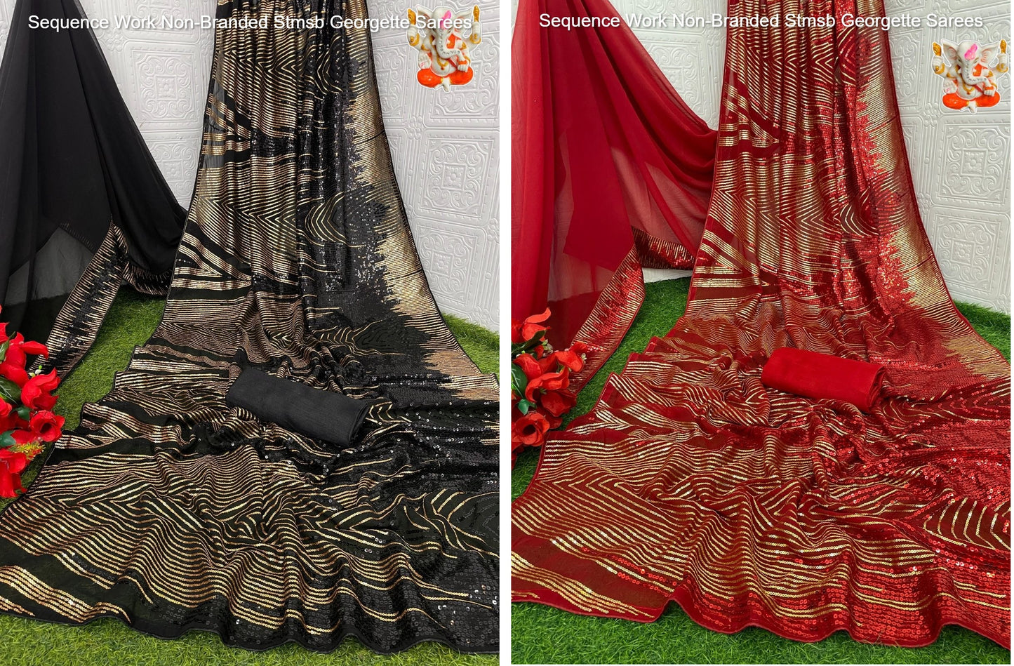 Sequence Work Non-Branded Stmsb Georgette Sarees