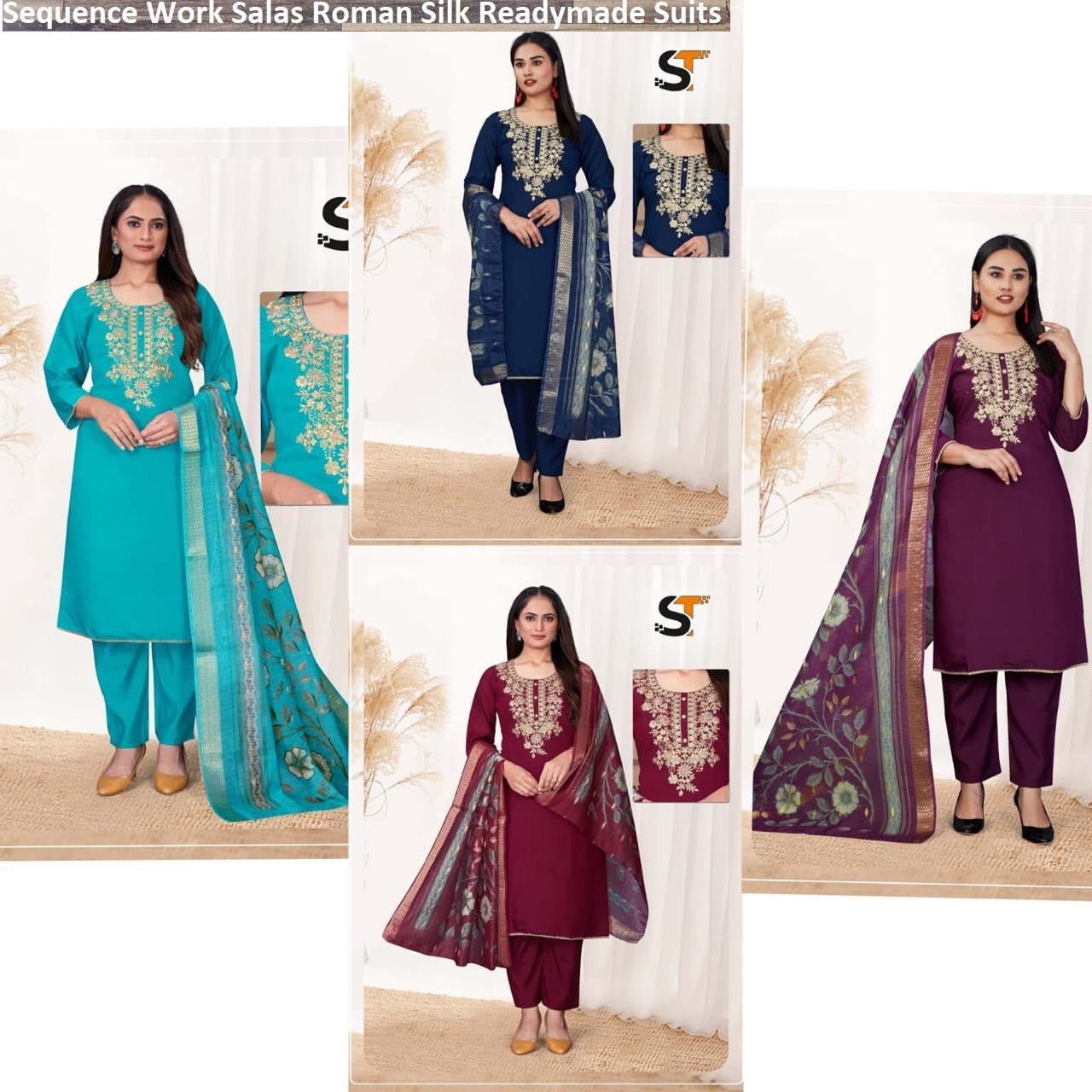 Sequence Work Salas Roman Silk Readymade Suits