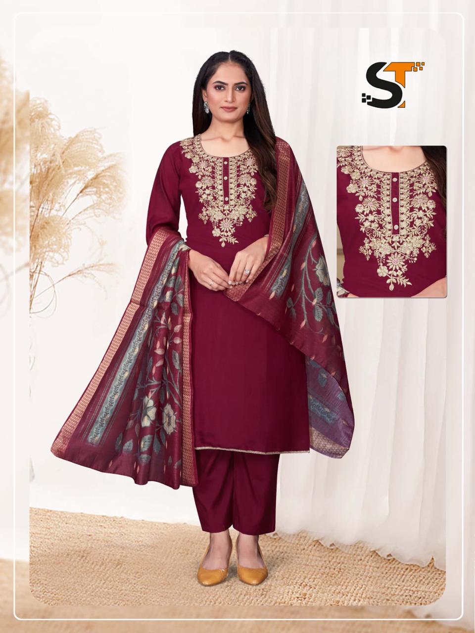 Sequence Work Salas Roman Silk Readymade Suits