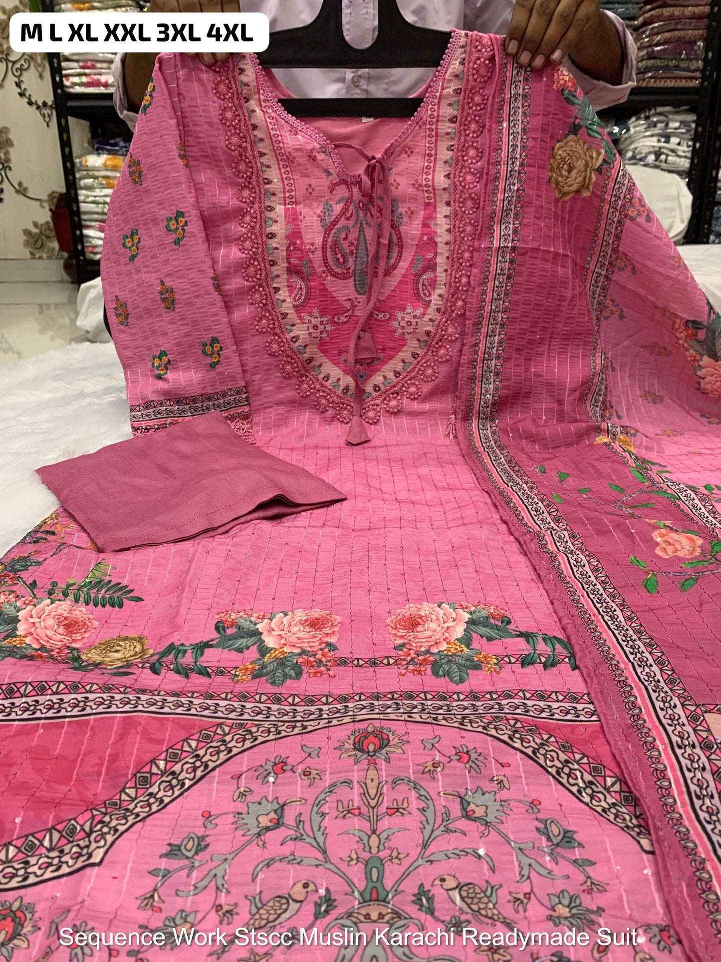 Sequence Work Stscc Muslin Karachi Readymade Suit
