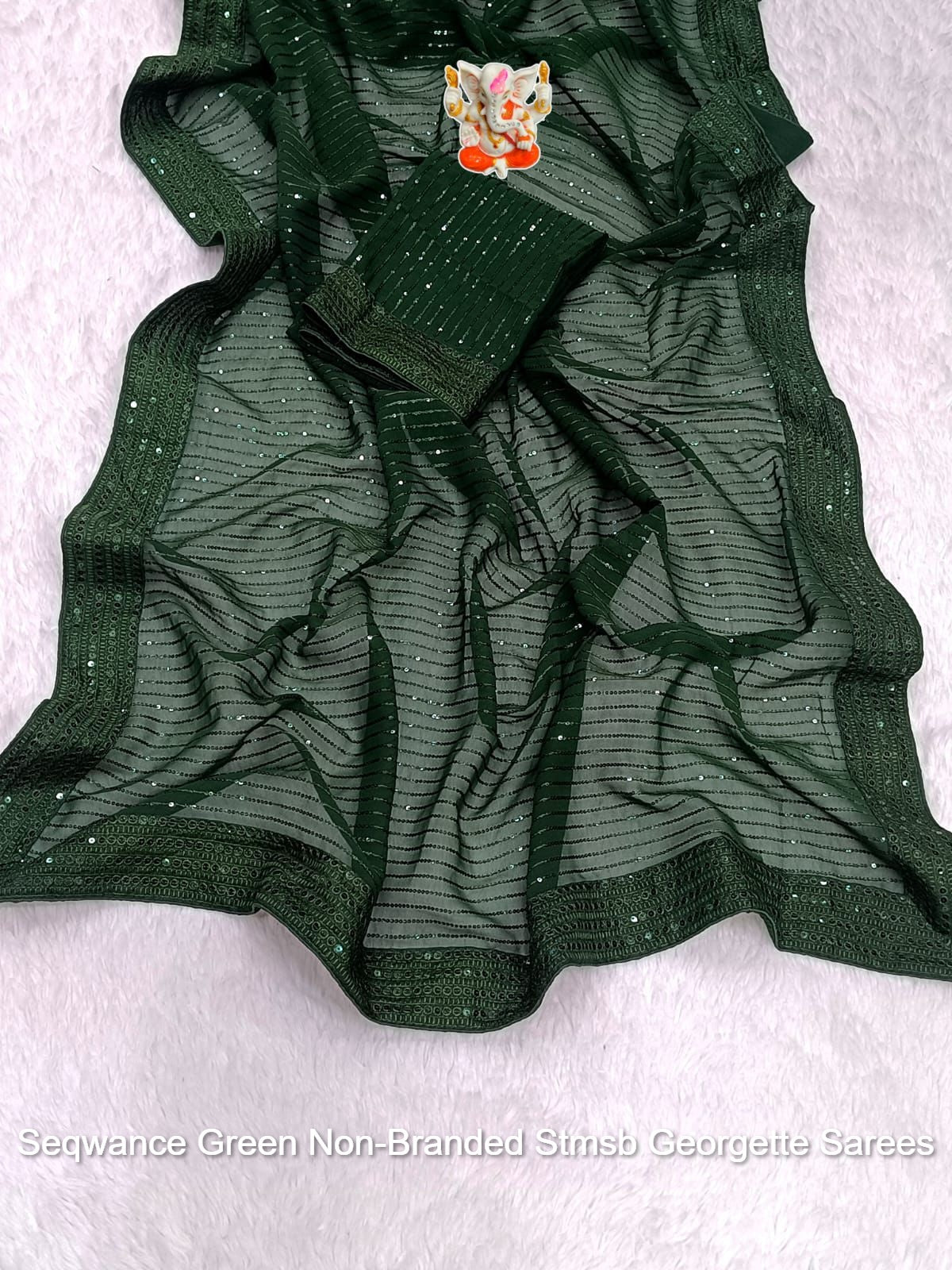 Seqwance Green Non-Branded Stmsb Georgette Sarees