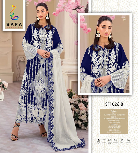 Sf-01026B Safa Creation Embroidery Pakistani Salwar Suits