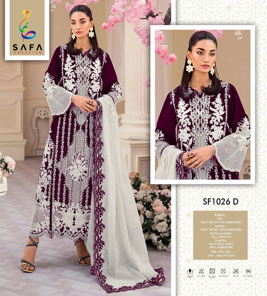 Sf-1026D Safa Creation Rayon Pakistani Salwar Suits