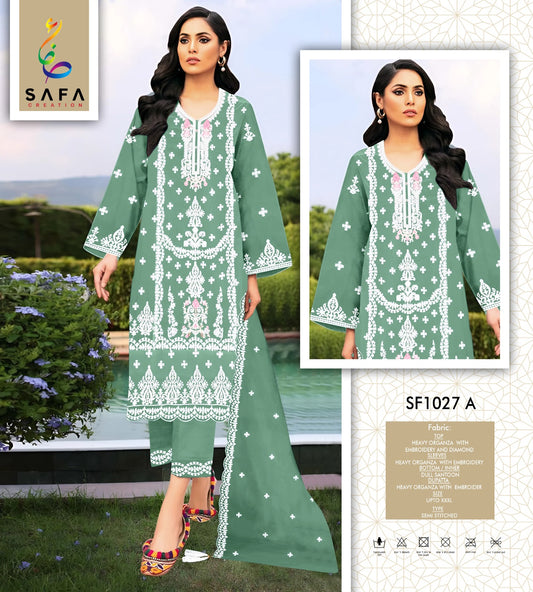 Sf-1027A Safa Creation Organza Pakistani Salwar Suits