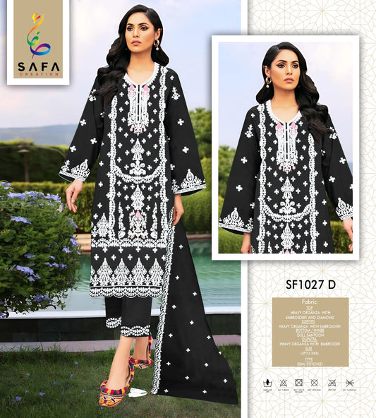 Sf-1027D Safa Creation Organza Pakistani Salwar Suits