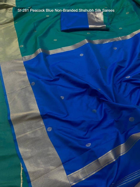 Sf-281 Peacock Blue Non-Branded Shshubh Silk Sarees