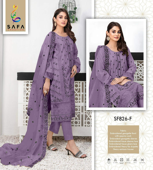Sf-826F Safa Creation Georgette Pakistani Salwar Suits