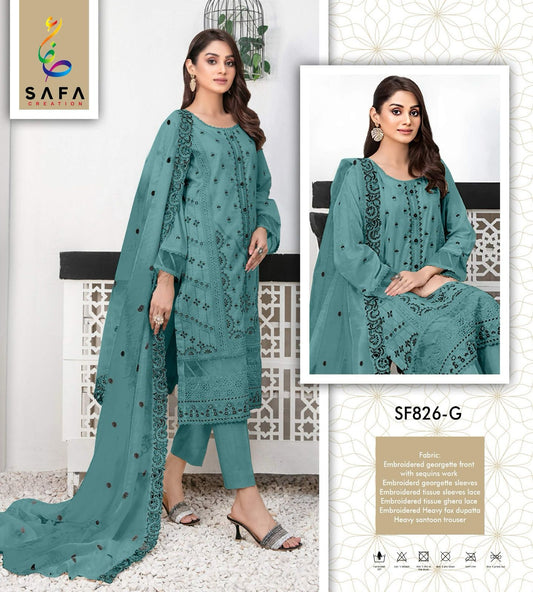 Sf-826G Safa Creation Georgette Pakistani Salwar Suits