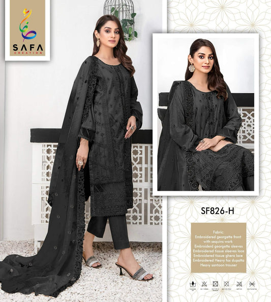 Sf-826H Safa Creation Georgette Pakistani Salwar Suits