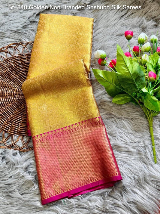 Sf- 848 Golden Non-Branded Shshubh Silk Sarees