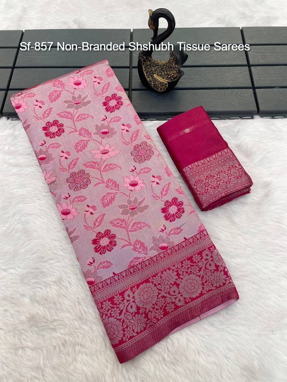 Sf-857 Non-Branded Shshubh Tissue Sarees