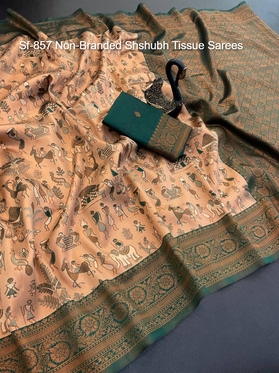 Sf-857 Non-Branded Shshubh Tissue Sarees