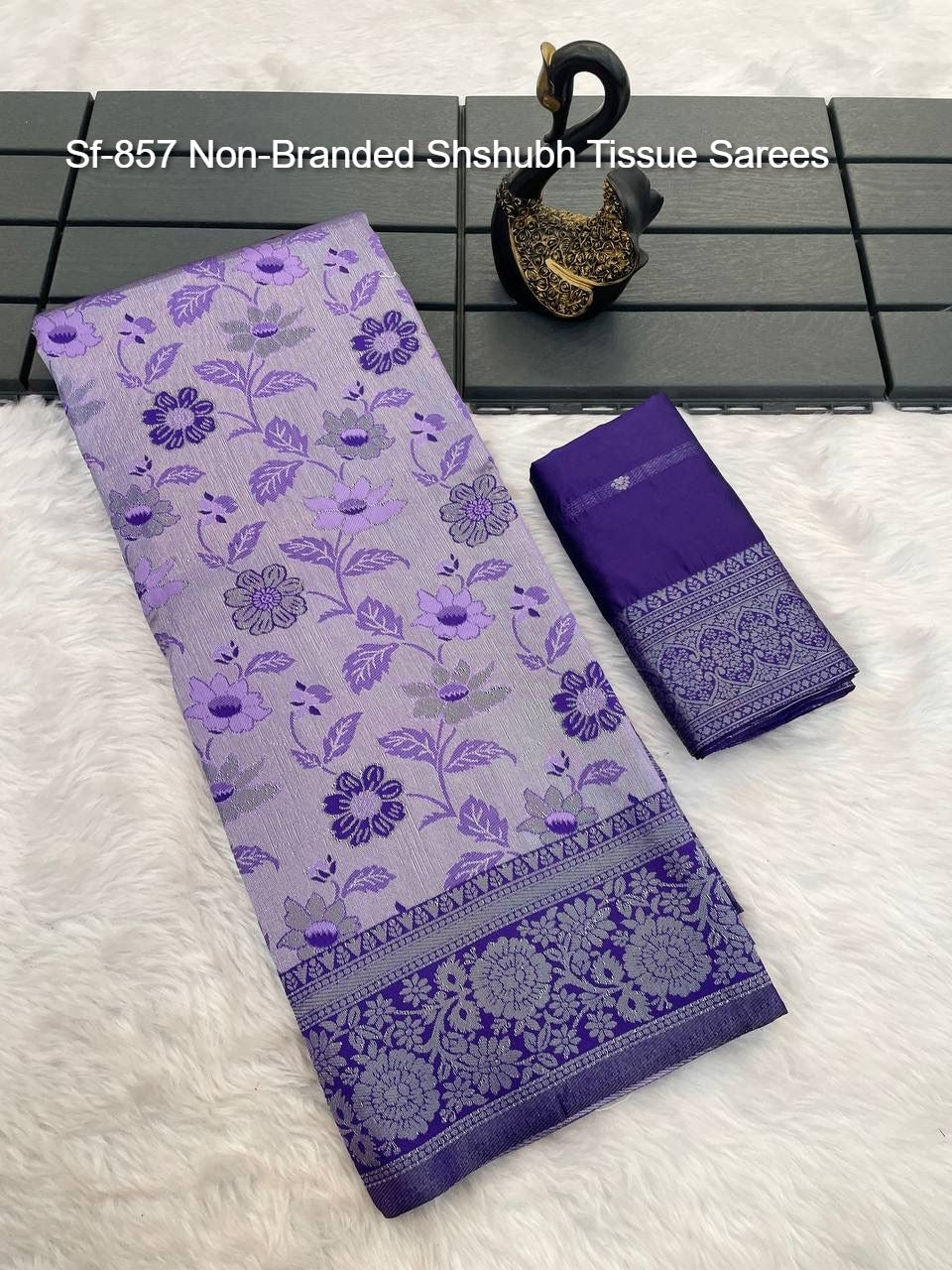 Sf-857 Non-Branded Shshubh Tissue Sarees