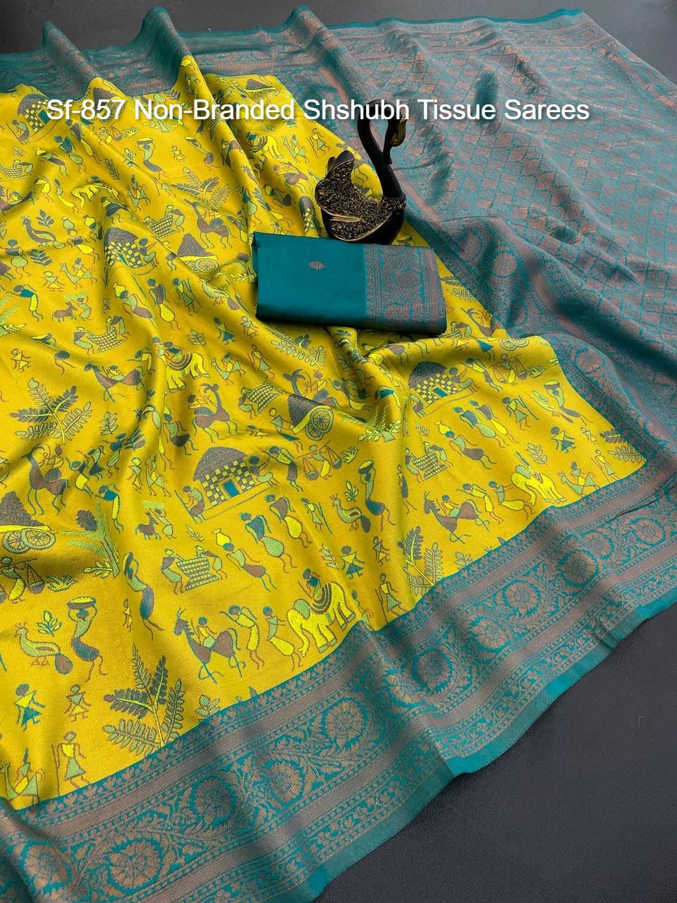 Sf-857 Non-Branded Shshubh Tissue Sarees