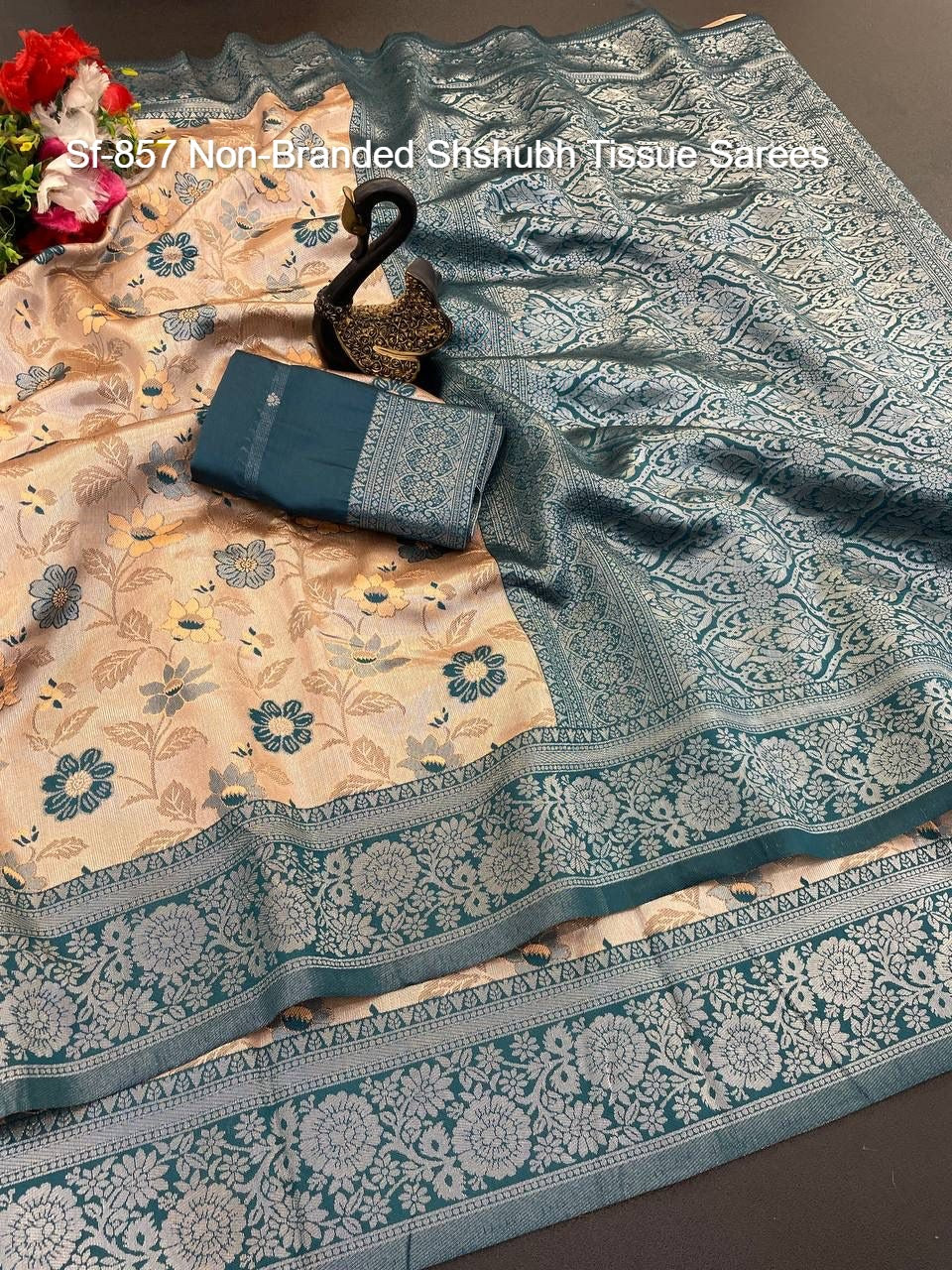 Sf-857 Non-Branded Shshubh Tissue Sarees