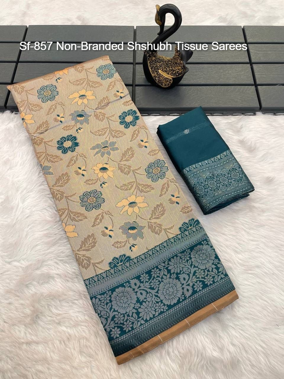 Sf-857 Non-Branded Shshubh Tissue Sarees
